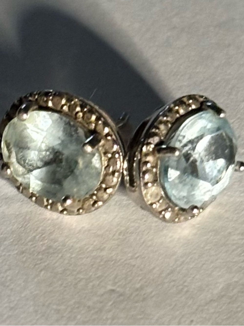 Source Unknown Aquamarine-Tone Halo Stud Earrings - Pale Blue